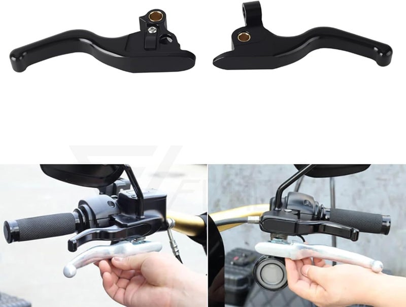 FVMOTO 3 Finger 5.9" CNC Shorty Hand Control Lever Kit Brake Clutch Levers Fit for Harley Touring Electra Glide Highway King Ultra Limited 2008-2013, 2021-2024(Black) - Image 1